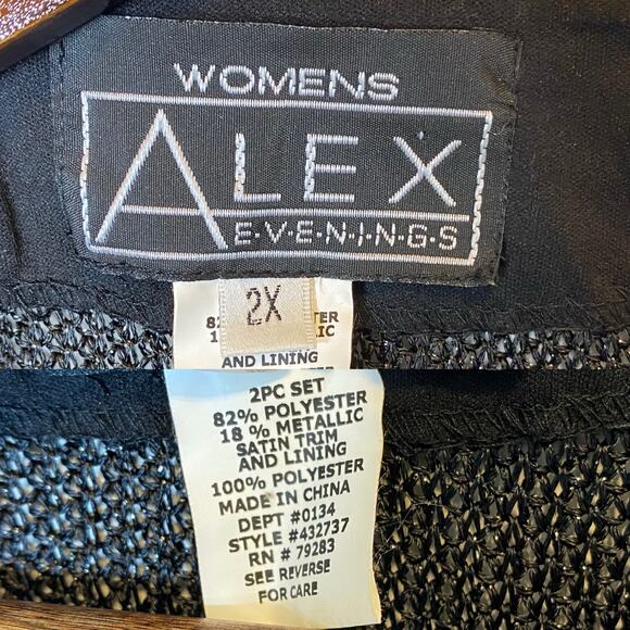 Alex Evenings Knit Black and Gold Metallic Single Button Jacket size 2X - Picture 4 of 4